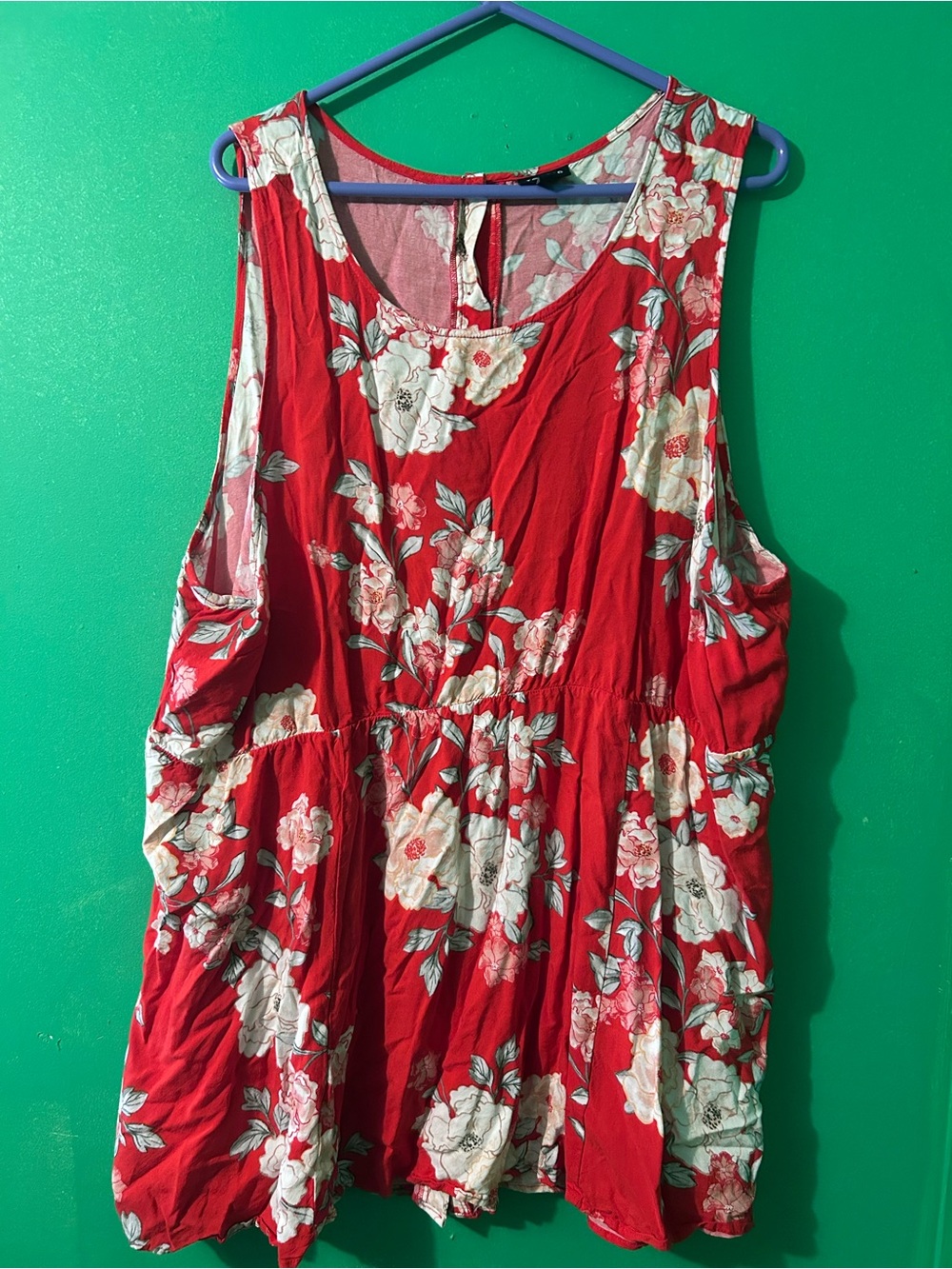 torrid Red Floral Sleeveless Peplum Tank size 4